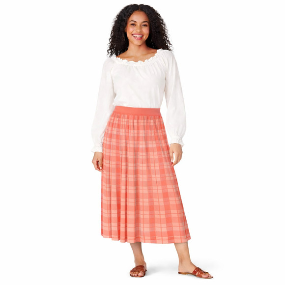 Kate Spade Dresses & Skirts - Kate Spade Women Skirt Size Small Peach Plaid Cottagecore Coquette Pleated Midi